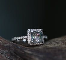 Silver Princess Cut Halo Cremation Ring - Our Best Seller! - Available in Sterling or Yellow Gold