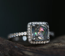 Silver Princess Cut Halo Cremation Ring - Our Best Seller! - Available in Sterling or Yellow Gold
