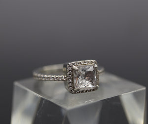 Silver Princess Cut Halo Cremation Ring - Our Best Seller! - Available in Sterling or Yellow Gold