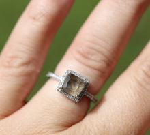 Princess Halo Ring with Hair, Fur, or Fiber Stone - Available in Sterling or Yellow Gold