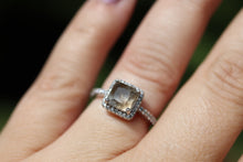 Princess Halo Ring with Hair, Fur, or Fiber Stone - Available in Sterling or Yellow Gold
