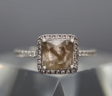 Princess Halo Ring with Hair, Fur, or Fiber Stone - Available in Sterling or Yellow Gold