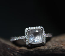 Silver Princess Cut Halo Cremation Ring - Our Best Seller! - Available in Sterling or Yellow Gold