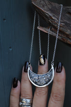 Zodiac Moon Textured Cremation Ashes Necklace with Preciosa Crystals