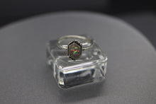 Elongated Hexagon Cremation Ashes Ring in Sterling Silver