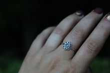 Sterling Silver Dotted Flower Ring with Cremation Ashes