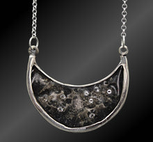 Zodiac Moon Textured Cremation Ashes Necklace with Preciosa Crystals