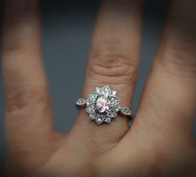 Floral Burst Silver Cremation Ashes Ring