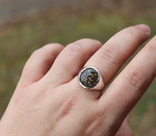 Unisex 24k Gold Flake Signet Ring with Cremation Ashes - Ashley Lozano Jewelry