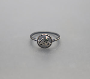 Sterling Silver Mountain Ring with Cremation Ashes