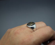 Unisex 24k Gold Flake Signet Ring with Cremation Ashes - Ashley Lozano Jewelry