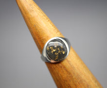 Unisex 24k Gold Flake Signet Ring with Cremation Ashes - Ashley Lozano Jewelry