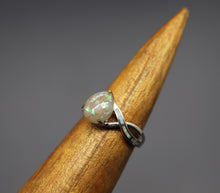 Pear Shaped Cremation Ring with Opal Inlay