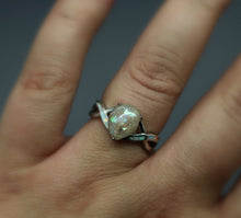 Pear Shaped Cremation Ring with Opal Inlay