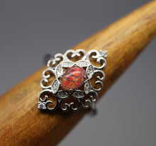 Elegant Silver Cremation Ash Ring with Crushed Opal