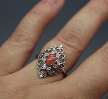 Elegant Silver Cremation Ash Ring with Crushed Opal