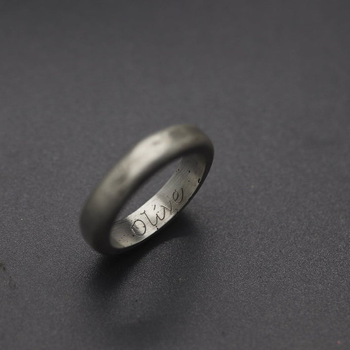 Engraved Cremation Infused Silver Ring