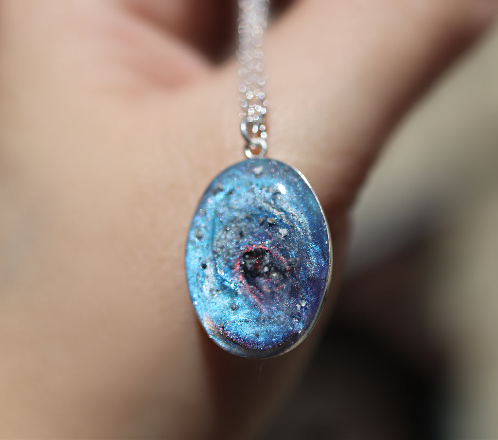 Sterling Silver Milky Way Galaxy Cremation Ashes Necklace