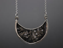 Zodiac Moon Textured Cremation Ashes Necklace with Preciosa Crystals