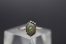 Elongated Hexagon Cremation Ashes Ring in Sterling Silver