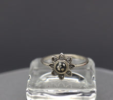 Sterling Silver Dotted Flower Ring with Cremation Ashes