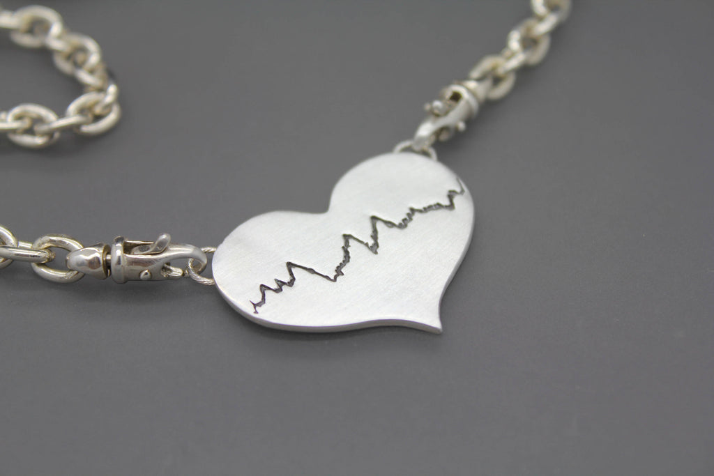 Custom Memorial Heartbeat Pendant Necklace In Sterling Silver Ashley Lozano Jewelry