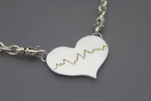 Silver And Gold Heartbeat Pulsebar Necklace With Your Baby's EKG - Ashley Lozano Jewelry