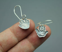 Custom Handprint Earrings In Silver Made From Your Child's Actual Hand Prints - Ashley Lozano Jewelry