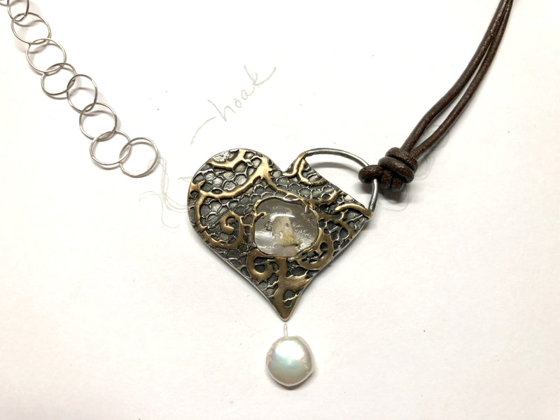 Fine silver, gold, and glass cremation pendant (progress pics)