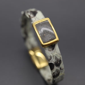 Unisex Leather Cremation Bracelet (Gold Toned)