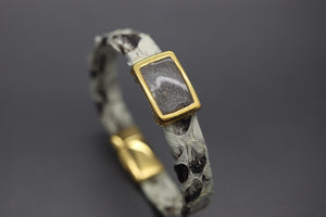 Unisex Leather Cremation Bracelet (Gold Toned)