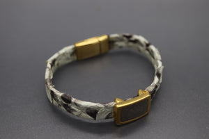 Unisex Leather Cremation Bracelet (Gold Toned)