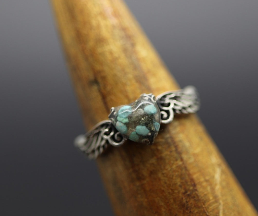 Winged Heart Cremation Ashes Ring