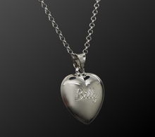 Custom Engraved Puffed Heart Necklace in Sterling Silver