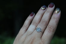 Sterling Silver Dotted Flower Ring with Cremation Ashes
