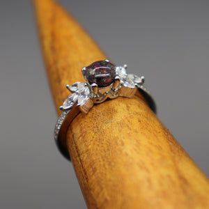 Floral Silver Cremation Ash Ring with Cubic Zirconias