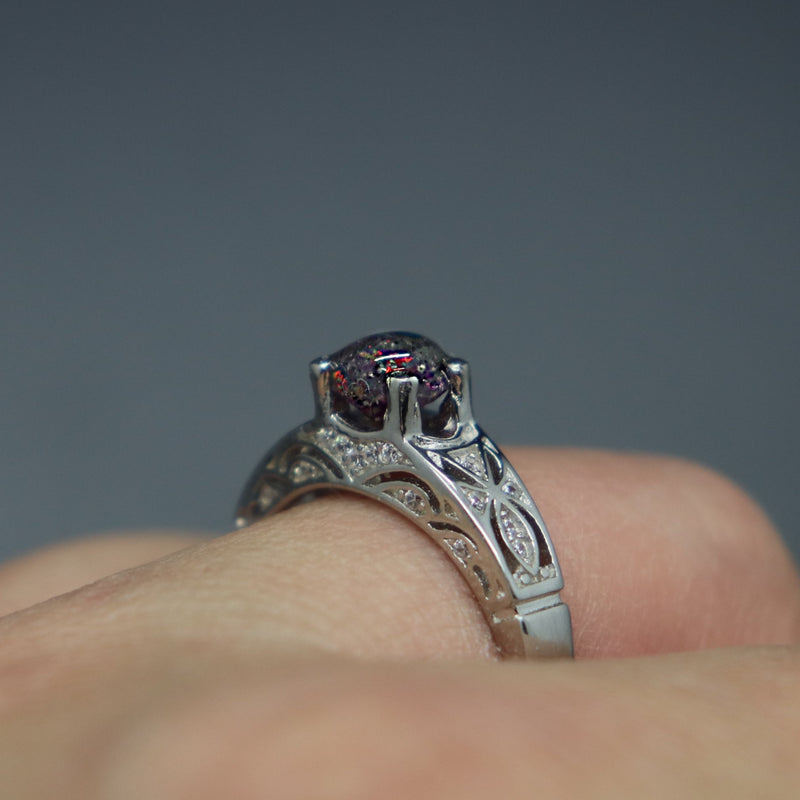 Ziconia Diamond Encrusted Cremation Ash Ring with Pet or Human