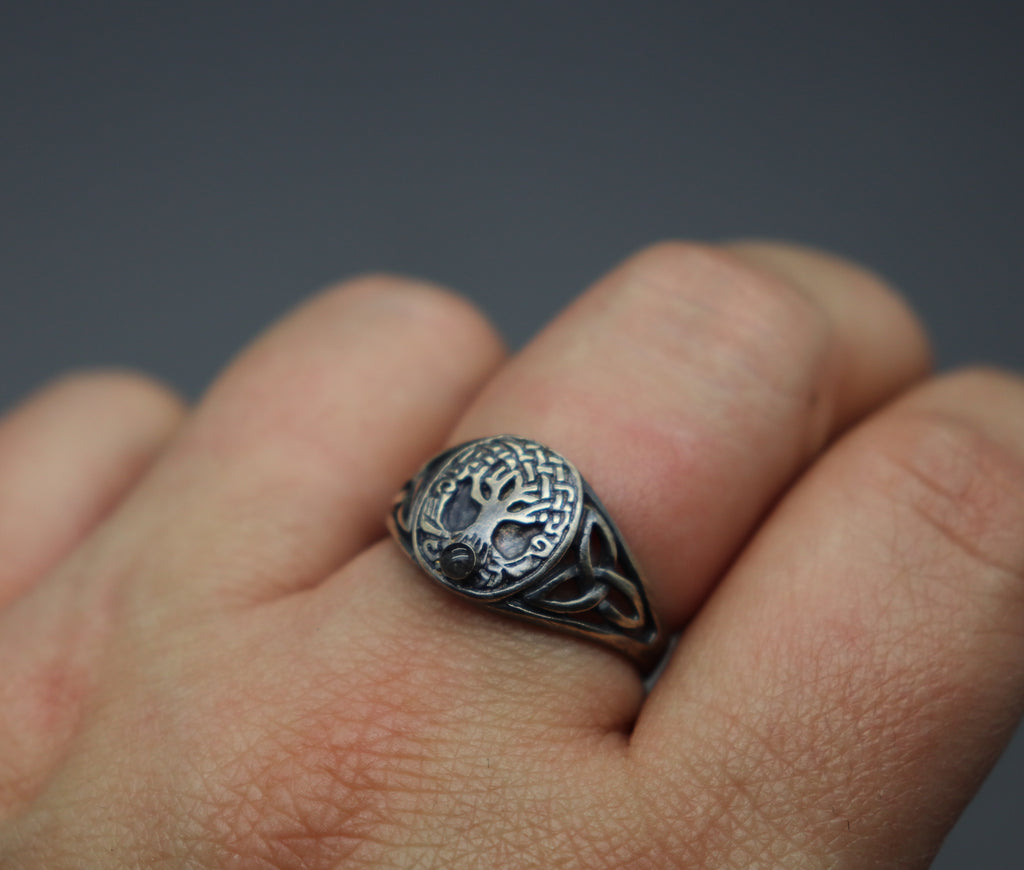 Sterling Silver Celtic Tree of Life Ring with Cremation Ashes for Him ...