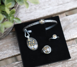 silver and gold cremation jewelry