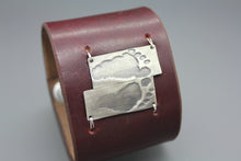 Custom Baby Foot Print Silver And Leather Cuff With Actual Feet Prints - Ashley Lozano Jewelry