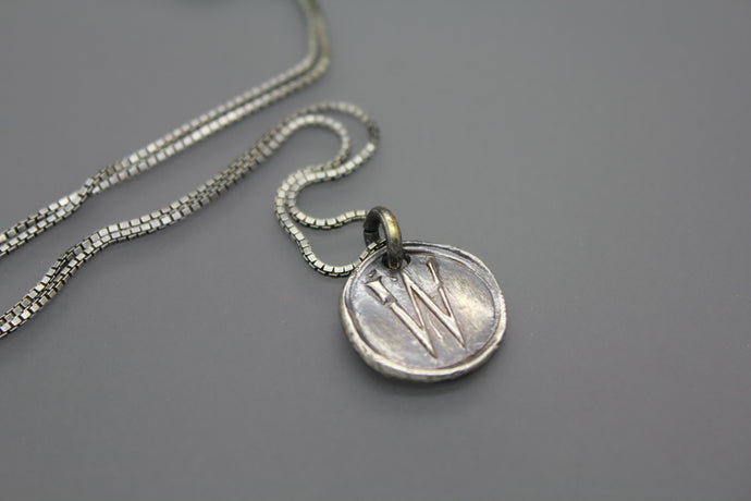 Wax Seal Necklace with Whimsical Font - Ashley Lozano Jewelry