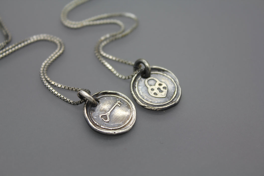 Wax Seal Heart and Key Set in Sterling Silver - Ashley Lozano Jewelry