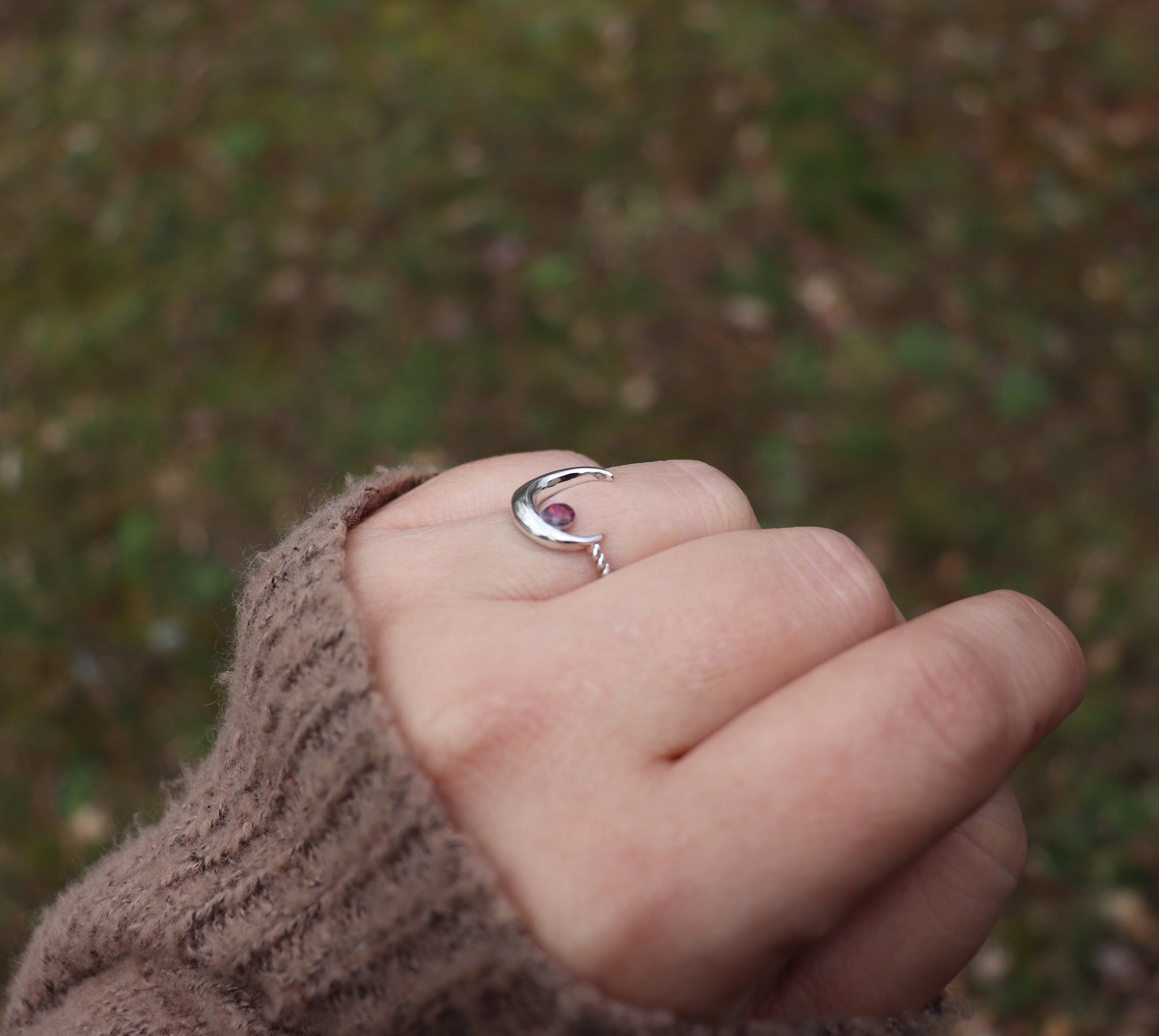 Crescent Moon Ring Silver