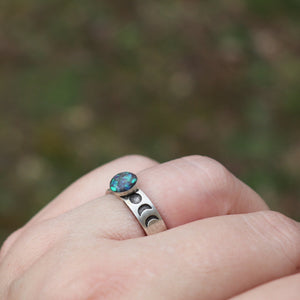 Sterling Silver Moon Phase Ring with Cremains