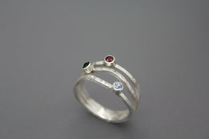 Custom Silver Family Birthstone Ring For Mom - Ashley Lozano Jewelry