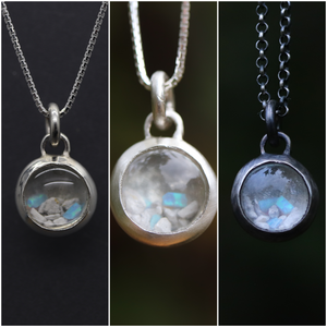 "Window to the Soul" Free Flowing Ash Glass Pendant - Available in Sterling and R/Y/W Golds