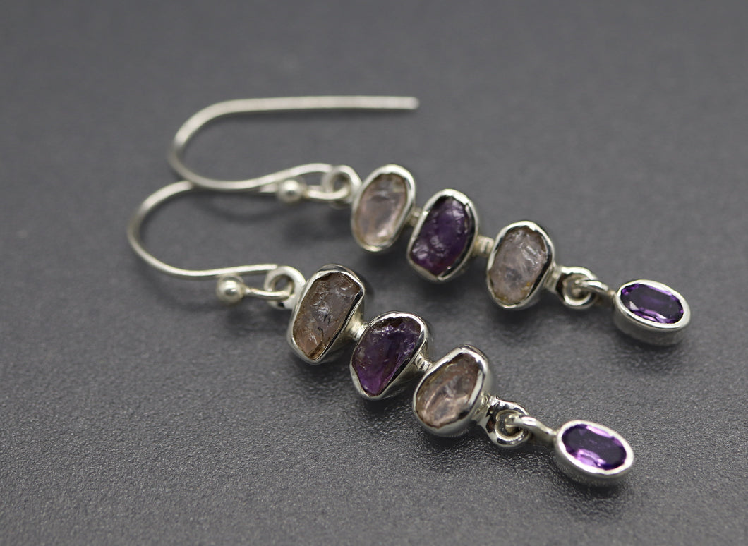 Stacked Amethyst and Rose Quartz Earrings