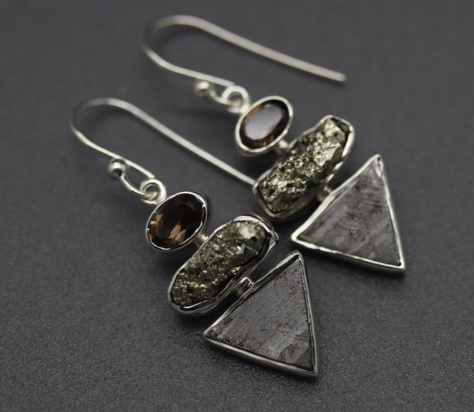 Abstract Trio-Stone Earrings