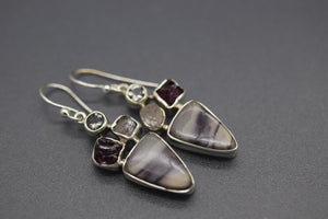 Pink and Purple Stacked Gemstone Earrings