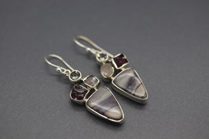 Pink and Purple Stacked Gemstone Earrings